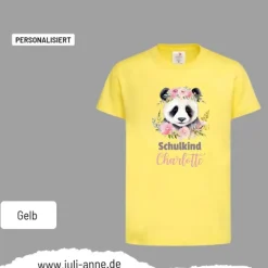 Personalisiertes Shirt SCHULKIND Name personalisiert Panda Blumen