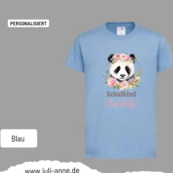 Personalisiertes Shirt SCHULKIND Name personalisiert Panda Blumen