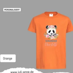 Personalisiertes Shirt SCHULKIND Name personalisiert Panda Blumen
