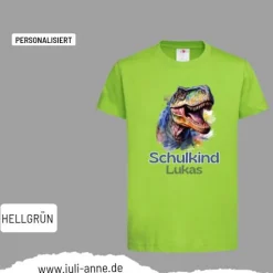 Personalisiertes Shirt SCHULKIND Name personalisiert T-Rex DINO