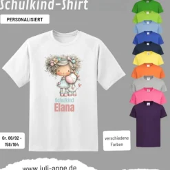 Personalisiertes Shirt SCHULKIND Name personalisiert EINHORN Mädchen 1
