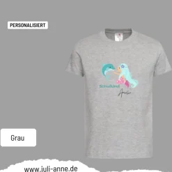 Personalisiertes Shirt SCHULKIND Name personalisiert Meerjungfrau & Delfin