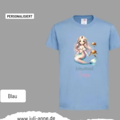Personalisiertes Shirt SCHULKIND Name personalisiert MERMAID CUTIE 1 Pastell Schildkröten