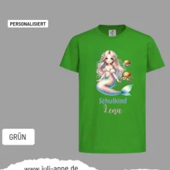 Personalisiertes Shirt SCHULKIND Name personalisiert MERMAID CUTIE 1 Pastell Schildkröten
