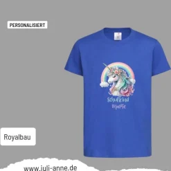 Personalisiertes Shirt SCHULKIND Name personalisiert Regenbogen Einhorn