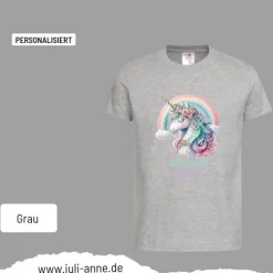 Personalisiertes Shirt SCHULKIND Name personalisiert Regenbogen Einhorn