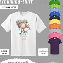 Personalisiertes Shirt SCHULKIND Name personalisiert EINHORN Mädchen 4