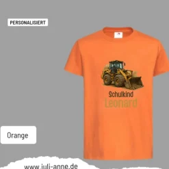Personalisiertes Shirt SCHULKIND Name personalisiert Bagger BULLDOZER