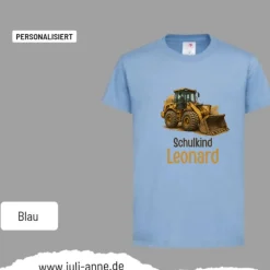 Personalisiertes Shirt SCHULKIND Name personalisiert Bagger BULLDOZER
