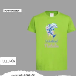 Personalisiertes Shirt SCHULKIND Name personalisiert Aqua Delfin 3