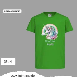 Personalisiertes Shirt SCHULKIND Name personalisiert Regenbogen Einhorn