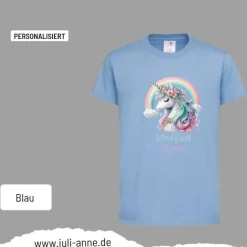 Personalisiertes Shirt SCHULKIND Name personalisiert Regenbogen Einhorn