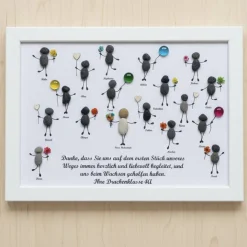 Personalisiertes Steinbild als Dankeschön – Handgefertigtes Gruppenbild für bis zu 20 Personen, STB-40
