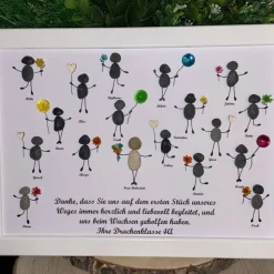 Personalisiertes Steinbild als Dankeschön – Handgefertigtes Gruppenbild für bis zu 20 Personen, STB-40