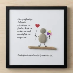 Personalisiertes Steinbild als Dankeschön für großartige Lehrerin – Handgefertigtes Unikat als Abschiedsgeschenk, STB-49