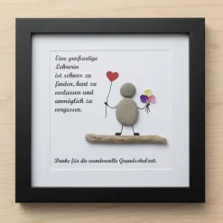 Personalisiertes Steinbild als Dankeschön für großartige Lehrerin – Handgefertigtes Unikat als Abschiedsgeschenk, STB-49