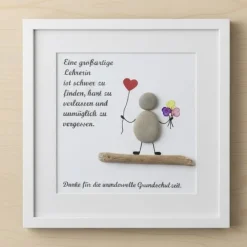 Personalisiertes Steinbild als Dankeschön für großartige Lehrerin – Handgefertigtes Unikat als Abschiedsgeschenk, STB-49