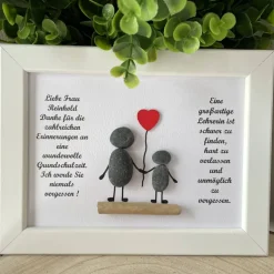 Personalisiertes Steinbild mit Trockenblumen als Geschenk zum Lehrerabschied – Unikat STB-55