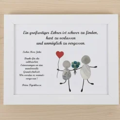 Personalisiertes Steinbild Abschiedsgeschenk mit Trockenblumen – Geschenkidee für Lehrer & Kolleginnen, STB-47