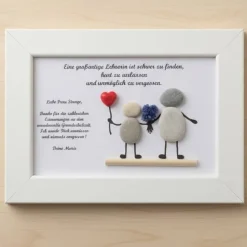 Personalisiertes Steinbild Abschiedsgeschenk mit Trockenblumen – Geschenkidee für Lehrer & Kolleginnen, STB-47