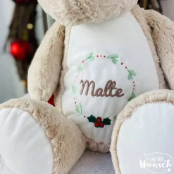 Personalisiertes Stofftier mit Tasche | Rentier Kuscheltier mit Namen | Weihnachtsgeschenk für Kinder | Geschenk zu Weih