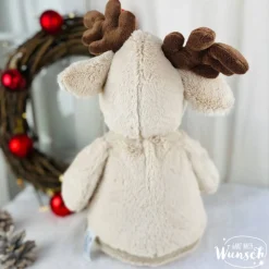 Personalisiertes Stofftier mit Tasche | Rentier Kuscheltier mit Namen | Weihnachtsgeschenk für Kinder | Geschenk zu Weih