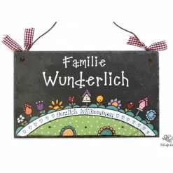 Personalisiertes Türschild aus Schiefer – Handgemachtes Familienschild mit Name, wetterfest & exklusiv