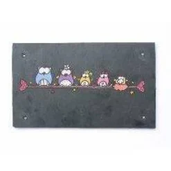 Personalisiertes Türschild Schiefer mit Eulen – Handgemachtes Haustürschild für Familien, dekorativ & exklusiv