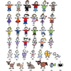 Personalisiertes Türschild aus Schiefer mit Name & Figuren – Exklusives Familienschild, wetterfest, handgefertigt, 20x20 cm