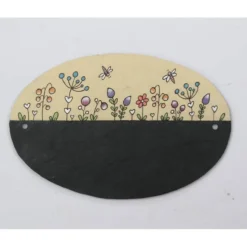 Personalisiertes Türschild aus Schiefer – Exklusives Hochzeitsgeschenk, oval, wetterfest, handgefertigt mit Name, individuelles Paargeschenk Haustürschild