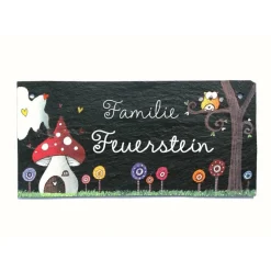 Personalisiertes Türschild aus Schiefer mit Name – Handgemachtes Familienschild für die Haustür, persönliches Geschenk