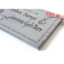 Personalisiertes Türschild Katzenpärchen – Handbemaltes Hochzeitsgeschenk im Shabby Chic Stil