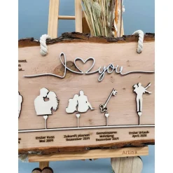 Personalisiertes Valentinstagsgeschenk – Einzigartige Liebesgeschichte auf Holz – Geschenk Hochzeitstag & Jahrestag