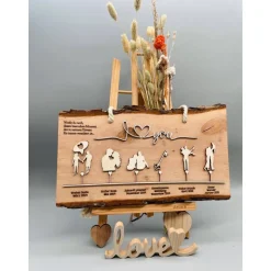 Personalisiertes Valentinstagsgeschenk – Einzigartige Liebesgeschichte auf Holz – Geschenk Hochzeitstag & Jahrestag