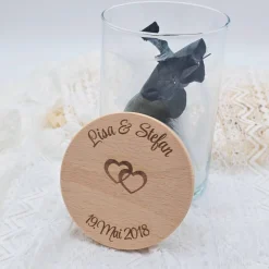 Personalisiertes Vorratsglas | Geschenk mit Trockenblumen | Geschenk zur Hochzeit mit zwei Namen | Geldgeschenk