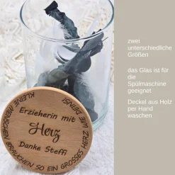 Personalisiertes Vorratsglas mit Holzdeckel | Kleines Dankeschön | Abschiedsgeschenk Kindergarten | Geschenk Hebamme