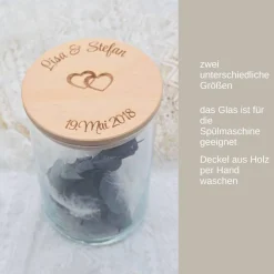 Personalisiertes Vorratsglas | Geschenk mit Trockenblumen | Geschenk zur Hochzeit mit zwei Namen | Geldgeschenk