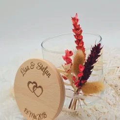 Personalisiertes Vorratsglas | Geschenk mit Trockenblumen | Geschenk zur Hochzeit mit zwei Namen | Geldgeschenk