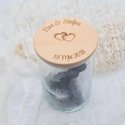 Personalisiertes Vorratsglas | Geschenk mit Trockenblumen | Geschenk zur Hochzeit mit zwei Namen | Geldgeschenk