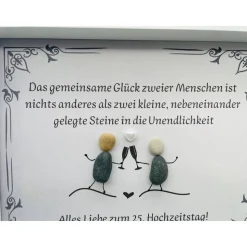 Personalisiertes Wandbild zur Silberhochzeit – Einzigartiges Geschenk mit Steinen, handgemacht, Unikat