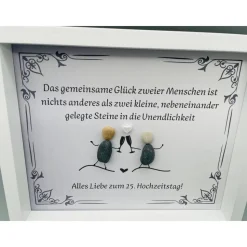 Personalisiertes Wandbild zur Silberhochzeit – Einzigartiges Geschenk mit Steinen, handgemacht, Unikat