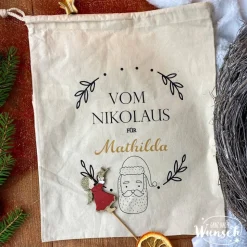 Personalisiertes Weihnachtssäckchen mit Name, Nikolaussack, Geschenktasche, Geschenk zum Nikolaus, Weihnachten, Nikolaus