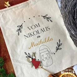 Personalisiertes Weihnachtssäckchen mit Name, Nikolaussack, Geschenktasche, Geschenk zum Nikolaus, Weihnachten, Nikolaus
