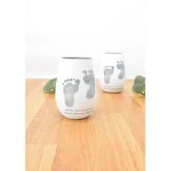 Personalisiertes Windlicht mit Hand- und Fußabdrücken als Geschenk zur Geburt, Taufe & Weihnachten