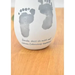 Personalisiertes Windlicht mit Hand- und Fußabdrücken als Geschenk zur Geburt, Taufe & Weihnachten