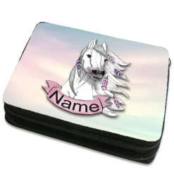 Pferd Federmäppchen inkl. Inhalt mit Name / personalisierbar