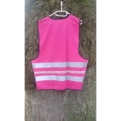 Pinke Fahrradweste FAHRRÄDER mit leuchtenden reflektierenden Streifen und schönem Fahrradband. Sicher Fahrrad fahren.