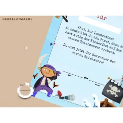 Piratenparty Kindergeburtstag – Individuelle Urkunde in DIN A4 für kleine Piraten perfekt als Mitgebsel | Piraten