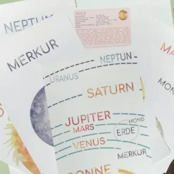 Planetenmobile Aquarell-Sonnensystem Dekoration