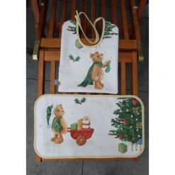 Platzset Lätzchen Weihnachtsteddy beidseitig nutzbar aus Wachstuch